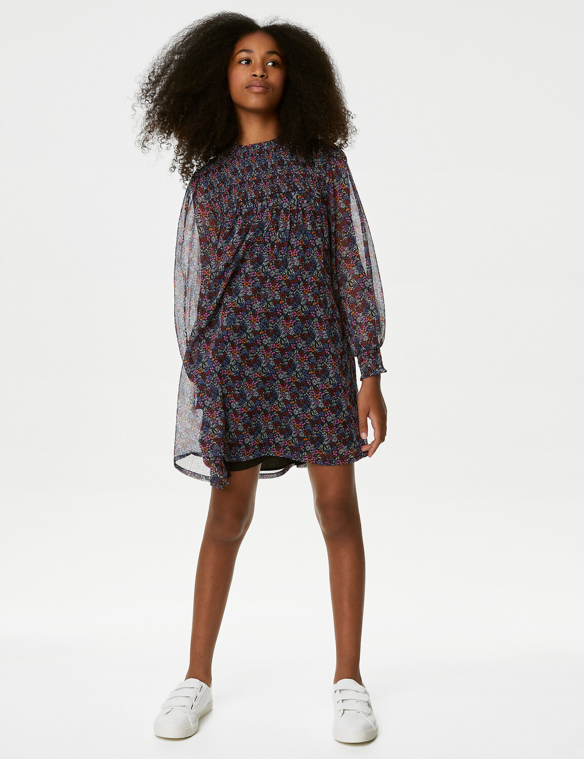 

Платье с принтом и сборками (6–16 лет) Marks & Spencer, красный микс