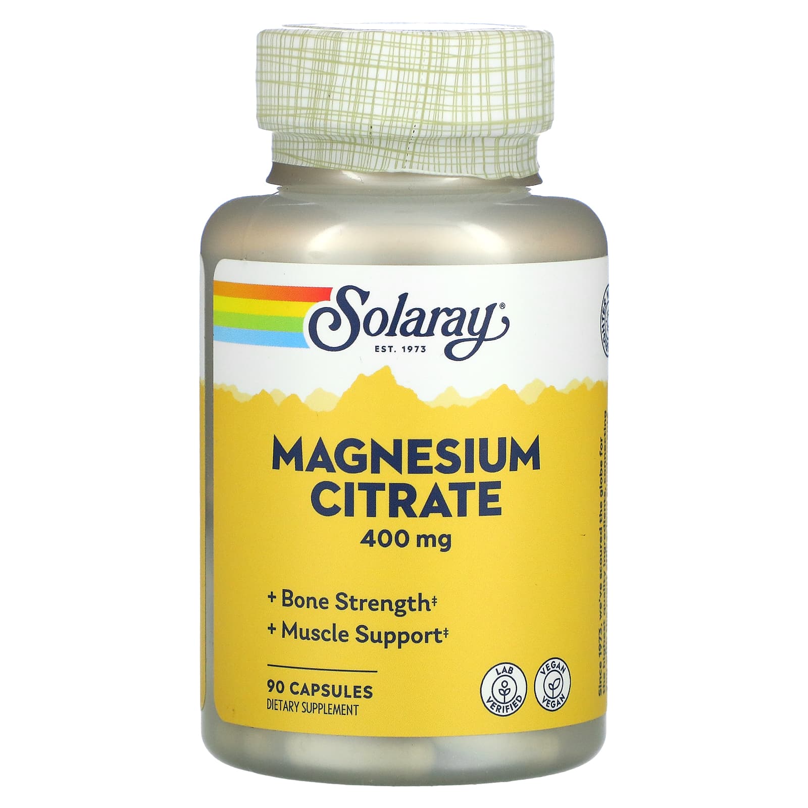Solaray Цитрат магния 400 мг 90 вегетарианских капсул solaray рутин 500 мг 90 вегетарианских капсул
