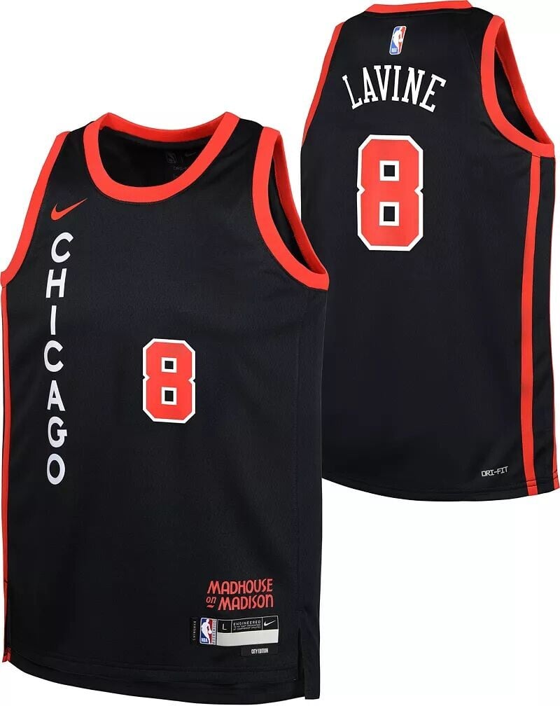 

Черная майка Nike Youth 2023-24 City Edition Chicago Bulls Zach LaVine #8 Swingman