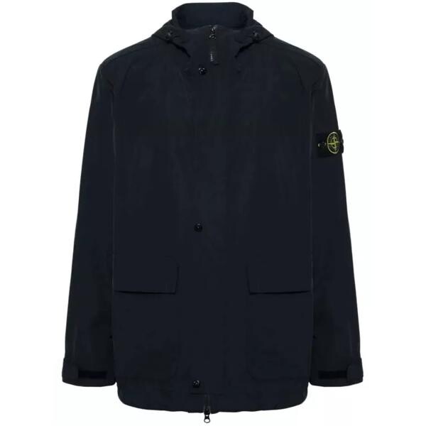 

Куртка compass-badge navy blue hooded jacket Stone Island, черный