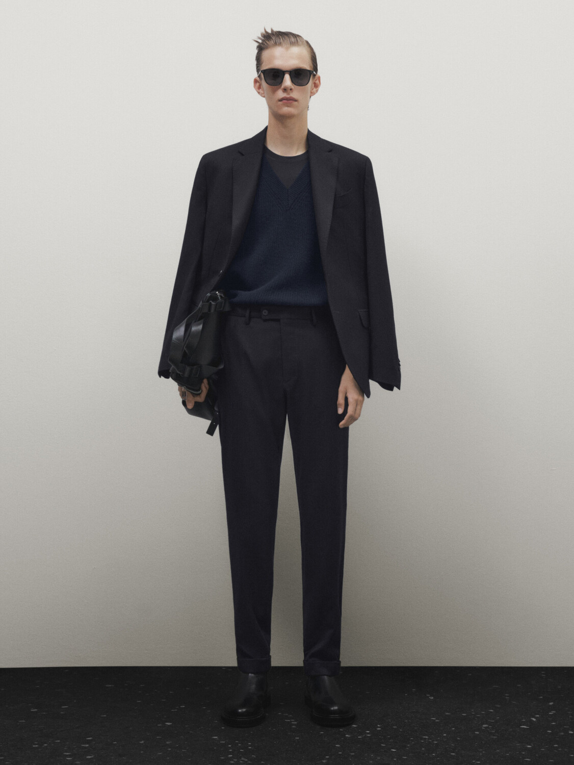 

Шерстяной жилет Massimo Dutti, темно-синий