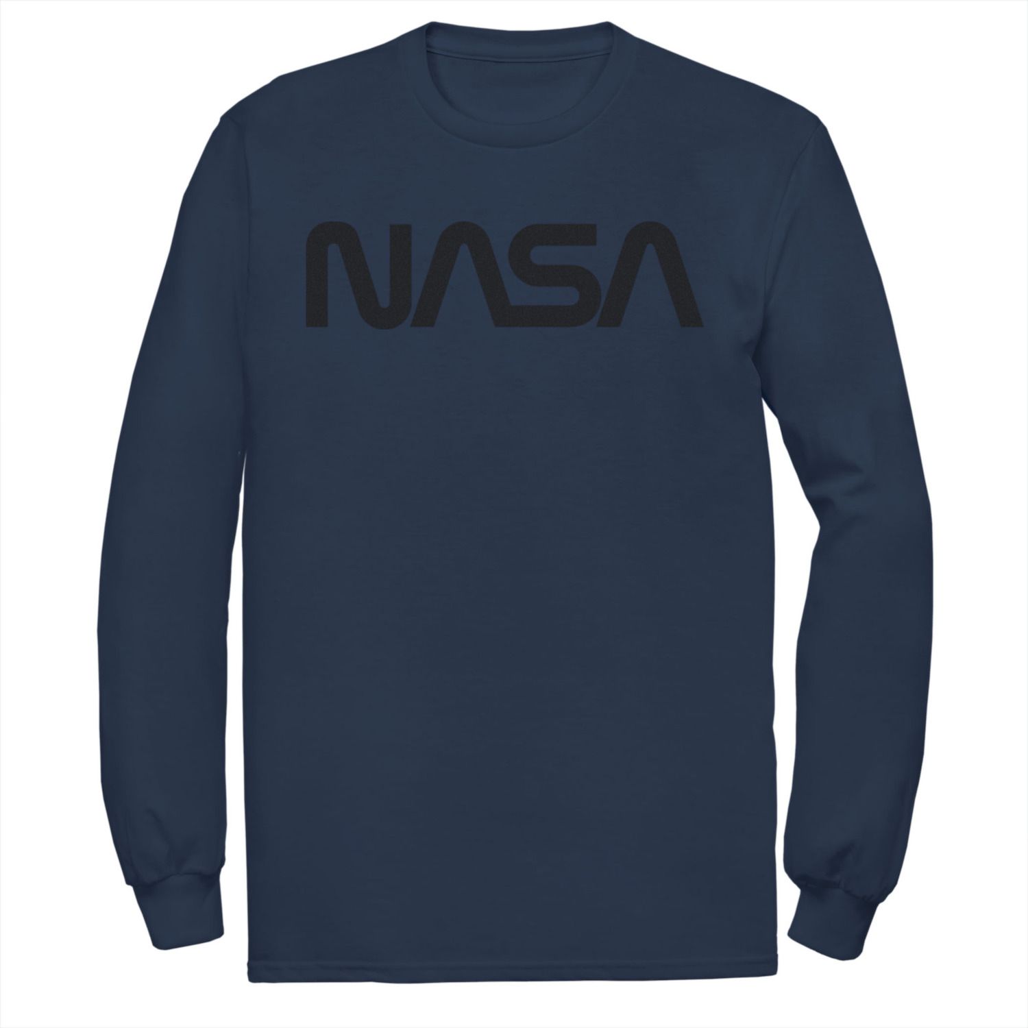 Мужская футболка с графическим рисунком и длинными рукавами с простым текстовым логотипом NASA Licensed Character