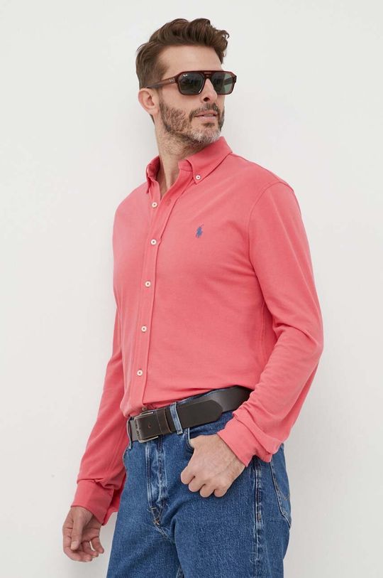 Хлопчатобумажную рубашку Polo Ralph Lauren, красный