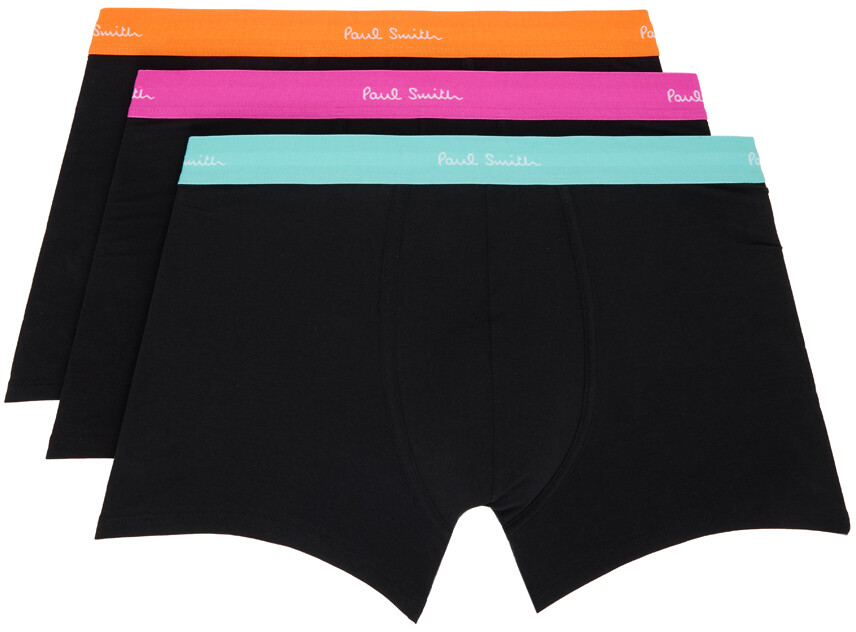 

Комплект из трех черных боксеров с контрастным поясом Paul Smith