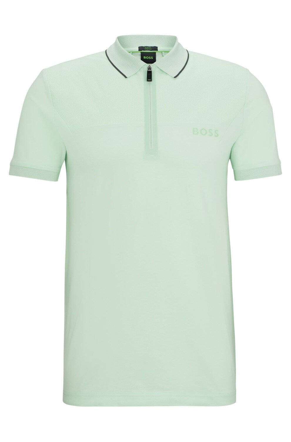 

Футболка поло Boss Zip-neck Slim-fit With Mesh Details, светло-зеленый