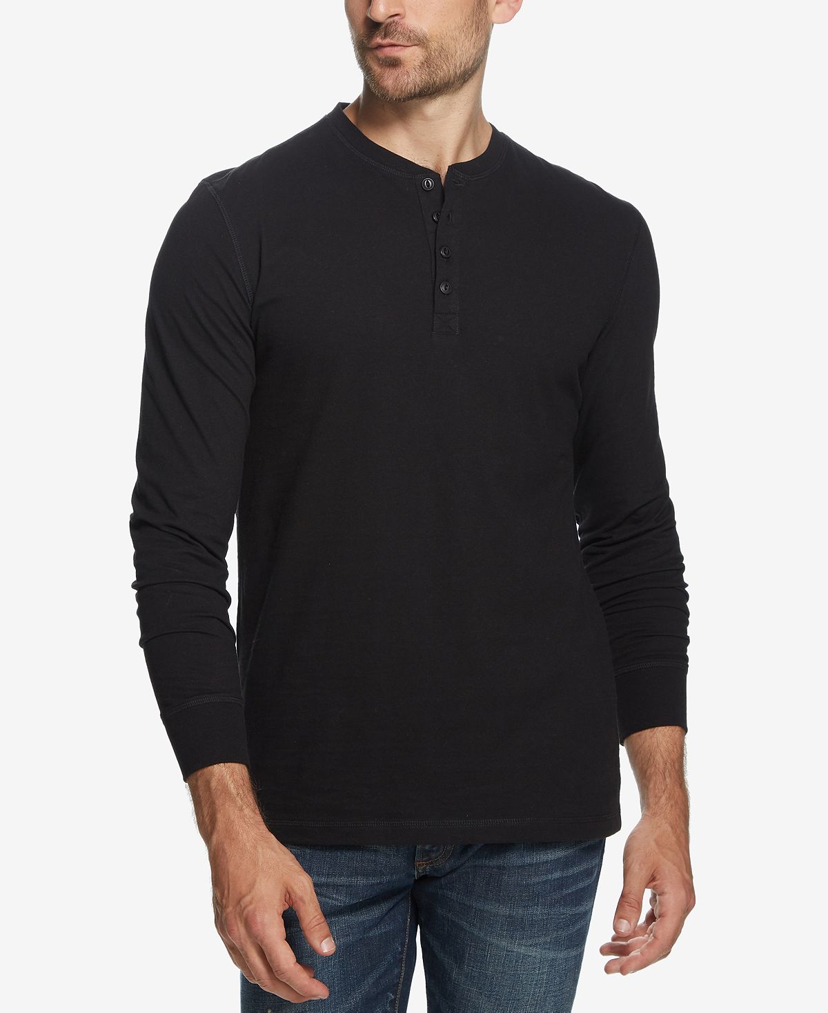 Мужская футболка henley из матового джерси с длинным рукавом Weatherproof Vintage, черный