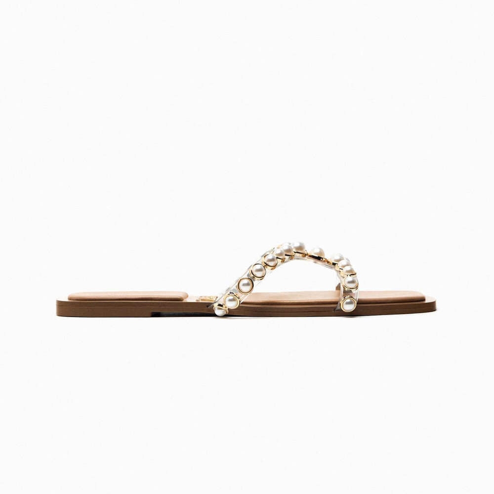 

Босоножки Zara Flat Vinyl Pearl Bead, золотистый