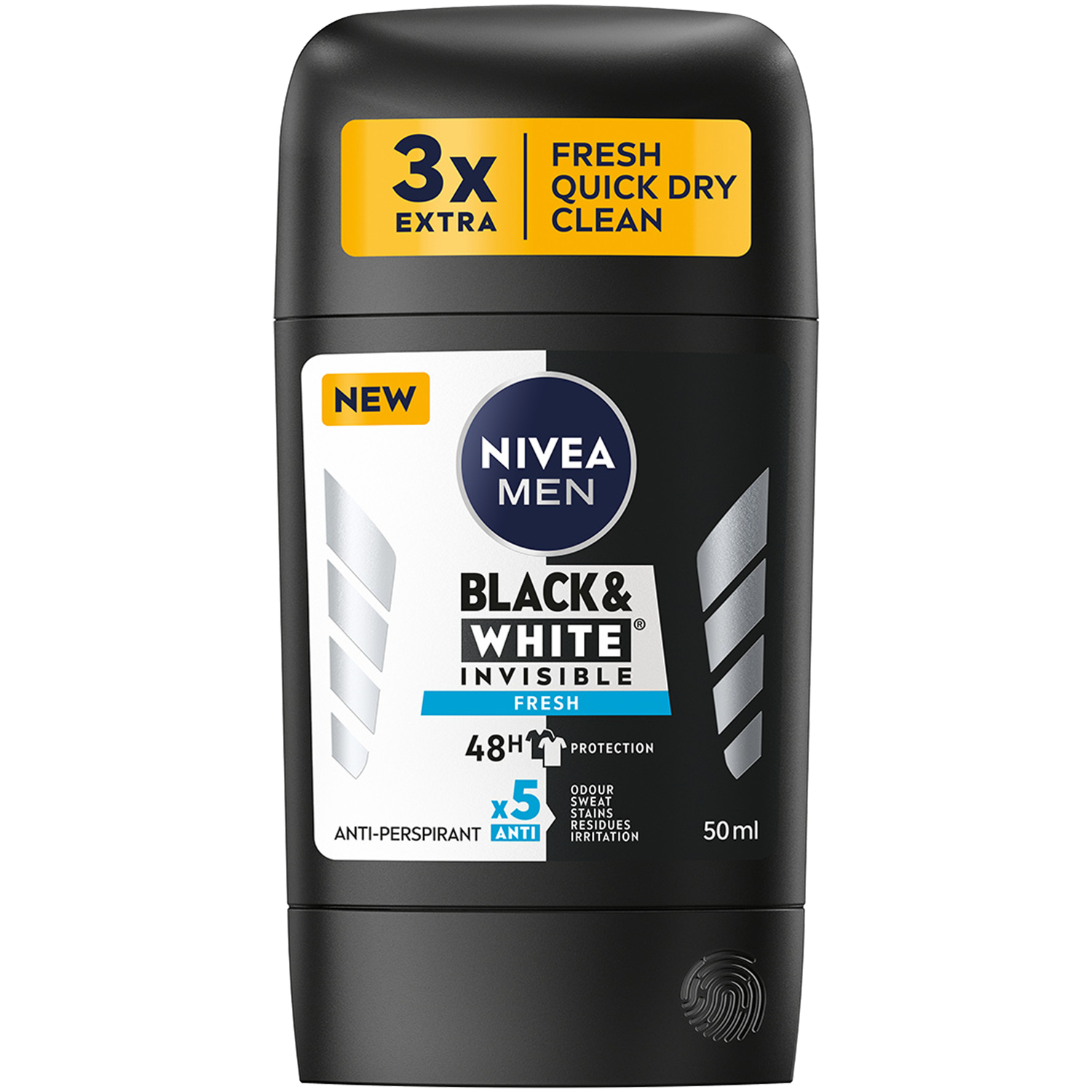 Nivea Men Black&White Fresh мужской стик-антиперспирант, 50 мл - фото