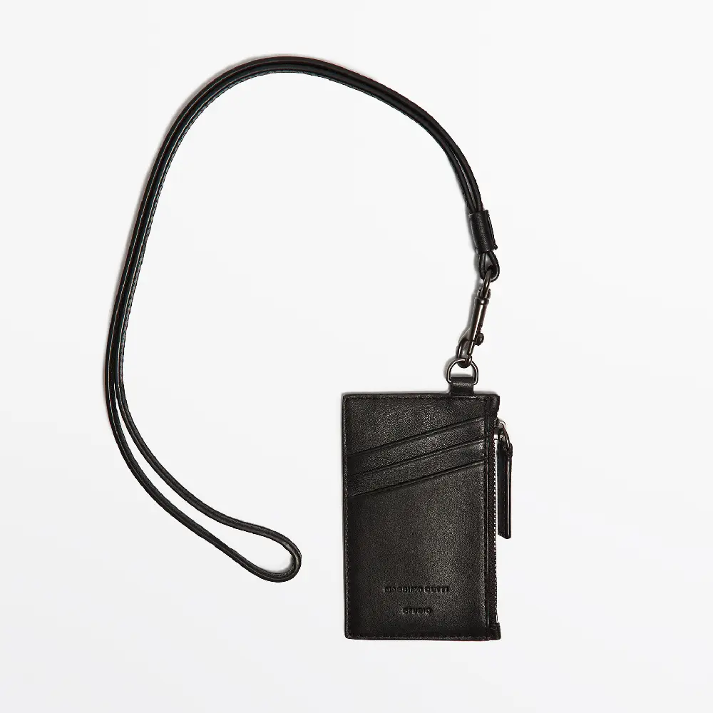 

Визитница Massimo Dutti Leather With Neck Strap - Studio, черный