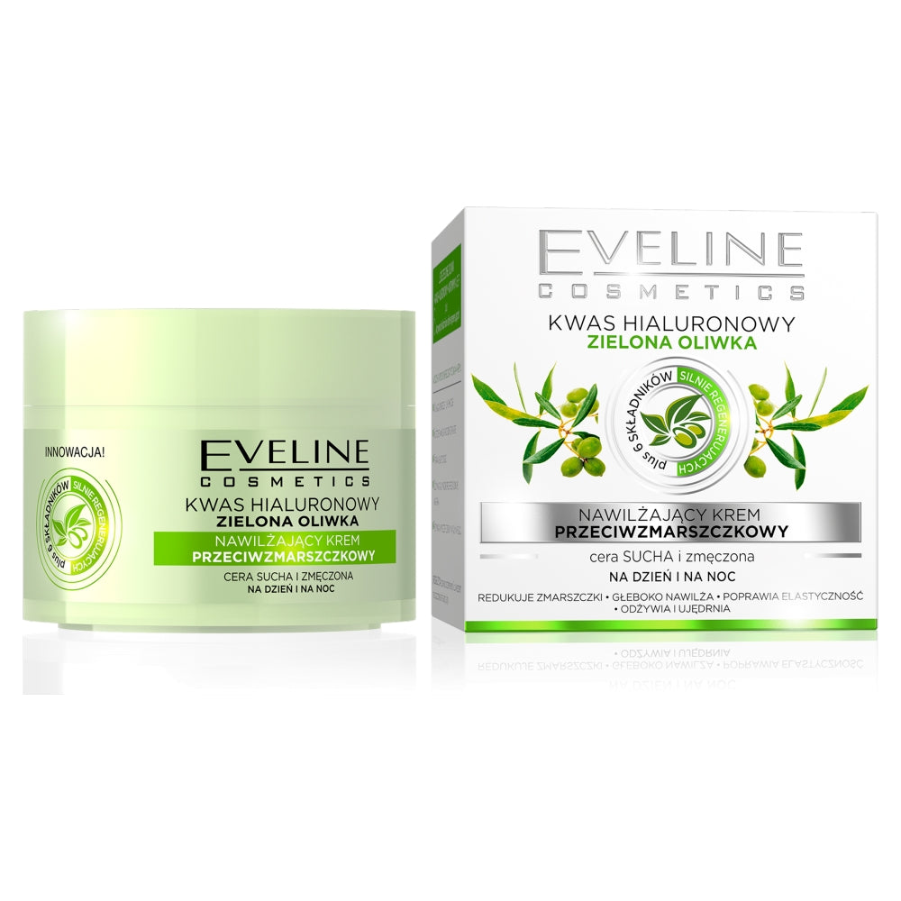 Eveline Cosmetics Гиалуроновая кислота + Зеленая Олива увлажняющий дневной и ночной крем против морщин 50мл