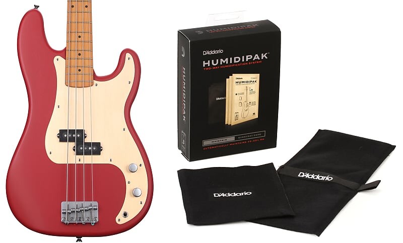 

Squier 40th Anniversary Vintage Edition Precision Bass - Satin Dakota Red Bundle с D'Addario Humidipak с автоматической системой контроля влажности Squier + D'Addario 0379530554=1 PW-HPK-01=1