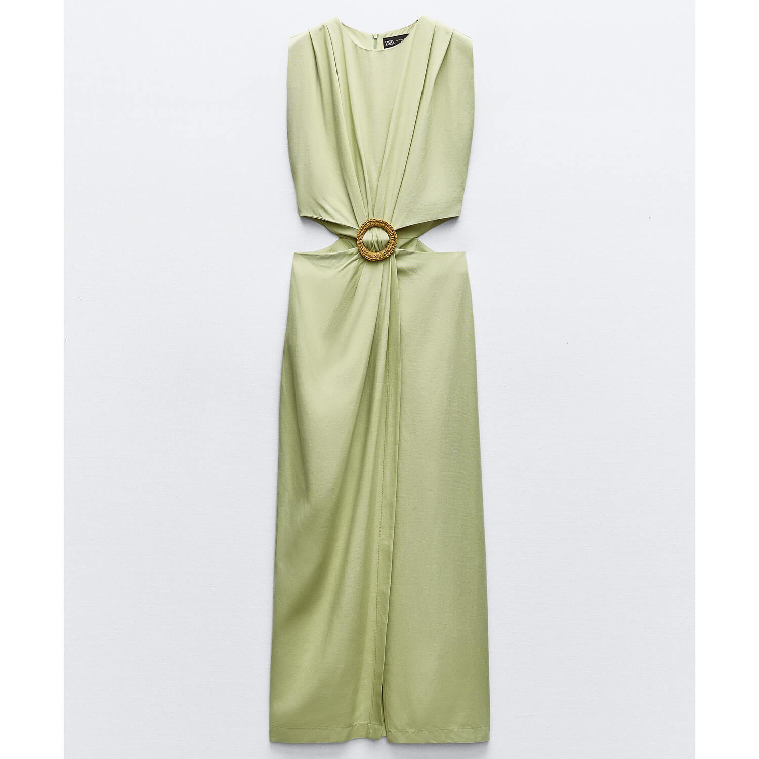 Платье Zara Cut-Out With Buckle, светло-зеленый