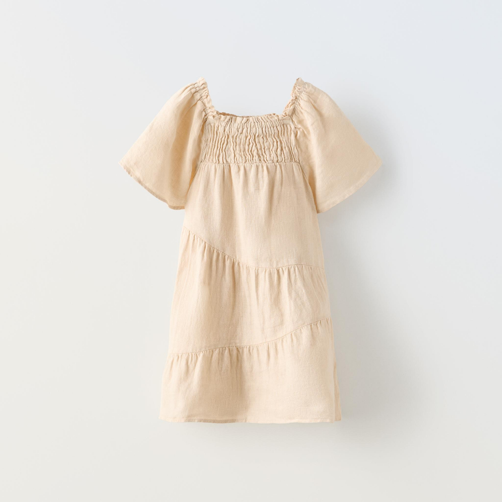 Платье Zara Linen, светло-бежевый