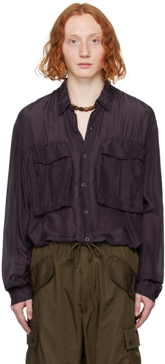 

Пурпурная рубашка на пуговицах Dries Van Noten, цвет Dark purple