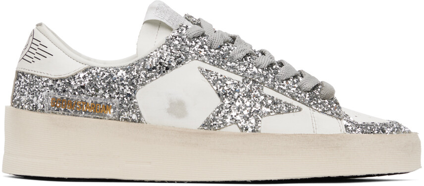 

Серебристо-белые кроссовки Stardan Golden Goose