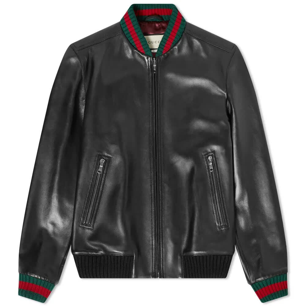 

Кожаный бомбер с тесьмой GRG Gucci, Серый