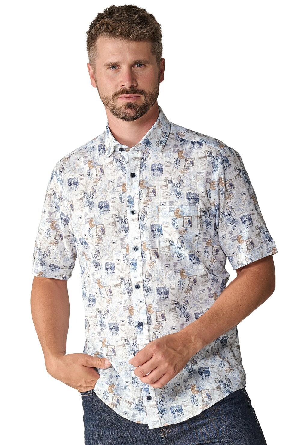 

Рубашка KURZARM PRINT CASUAL FIT CASAMODA, цвет mittelblau