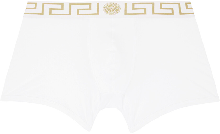 

Белые трусы-боксеры с каймой Greca Versace Underwear