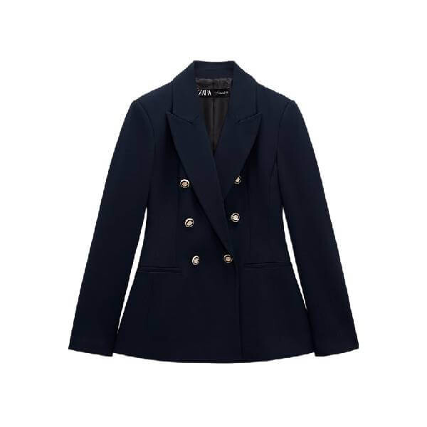 

Блейзер двубортный Zara, темно-синий