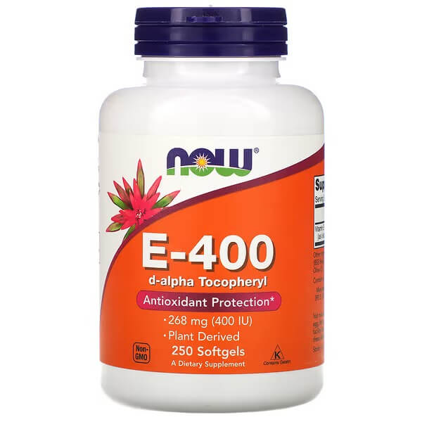 Витамин E-400 NOW Foods 268 мг, 250 капсул now foods витамин e 400 со смешанными токоферолами 268 мг 400 ме 250 капсул
