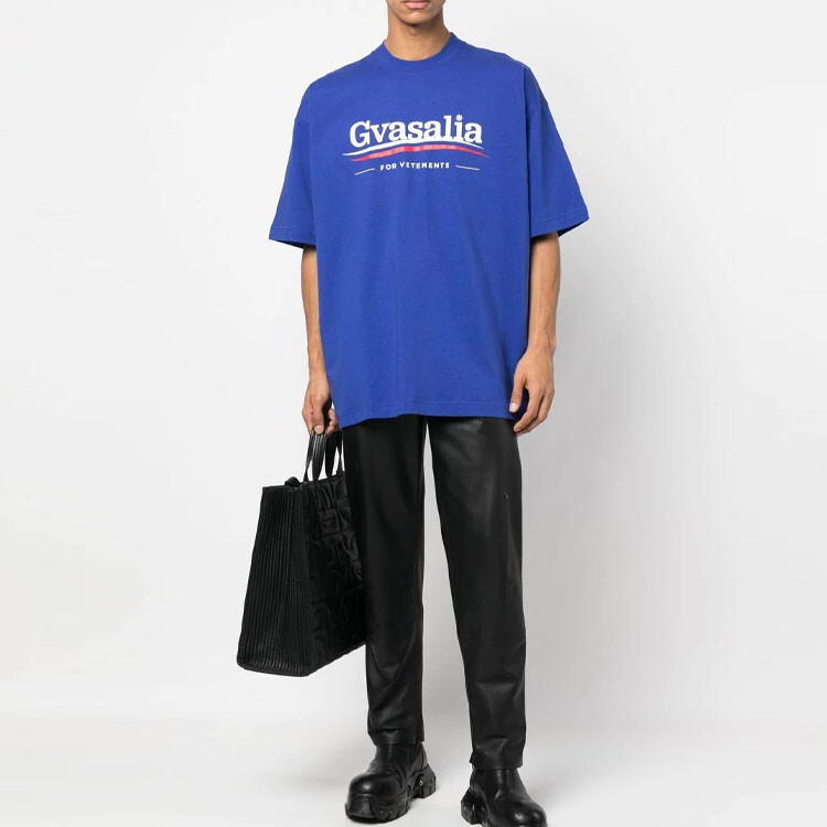 

Футболка с короткими рукавами и логотипом Vetements, синий