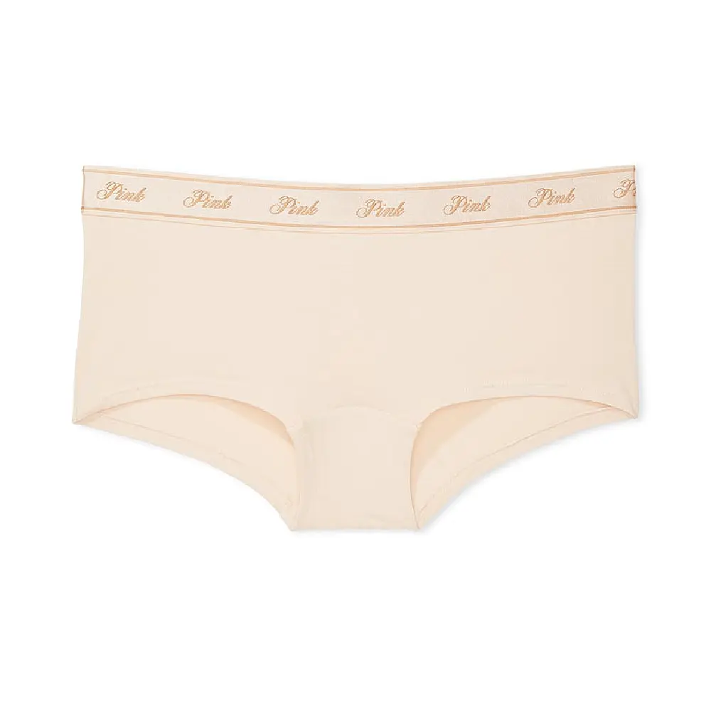 

Трусы Victoria's Secret Pink Logo Logo Cotton Boyshort, светло-бежевый