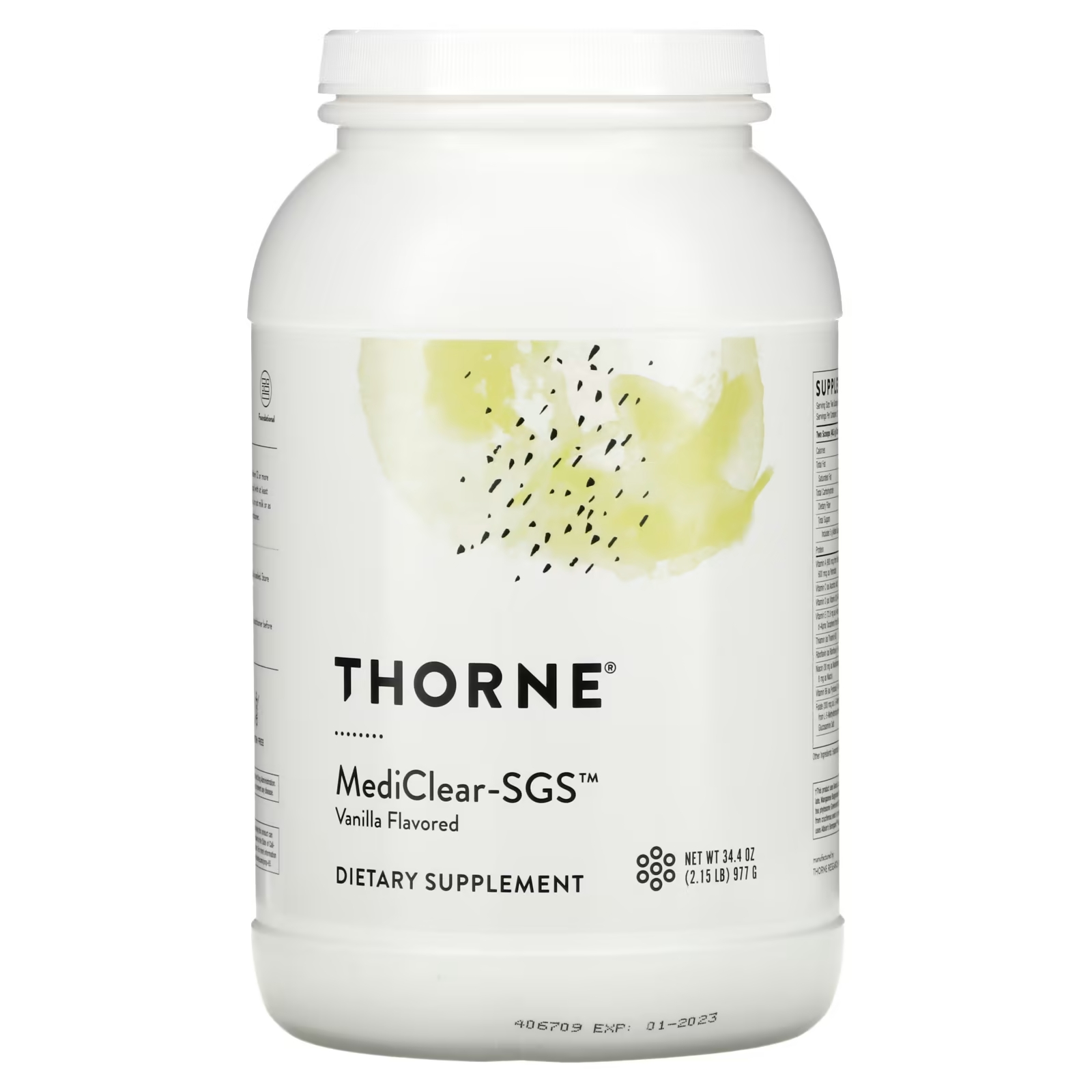 Пищевая Добавка Thorne Research MediClear-SGS с ванильным вкусом, 977 г collagen plus добавка с коллагеном маракуйя thorne research 495 г