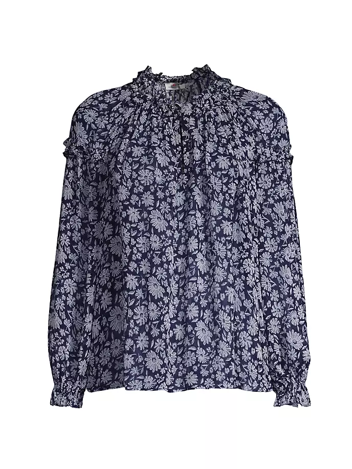 

Топ с цветочным принтом и рюшами Vineyard Vines, цвет ivory floral