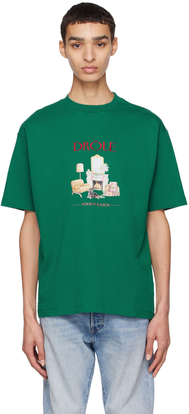 

Зеленая футболка \Le T-Shirt Holiday Season\"" Drôle De Monsieur, Зеленый