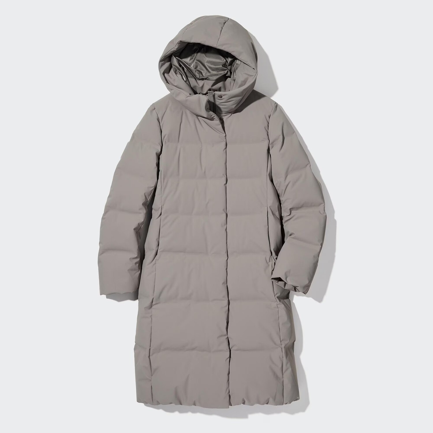 

Пуховик Uniqlo Seamless down long, серый