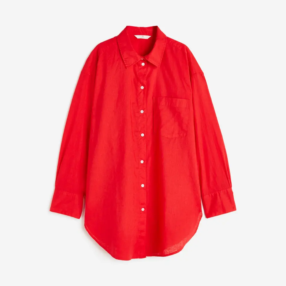 

Рубашка H&M Linen-blend, красный