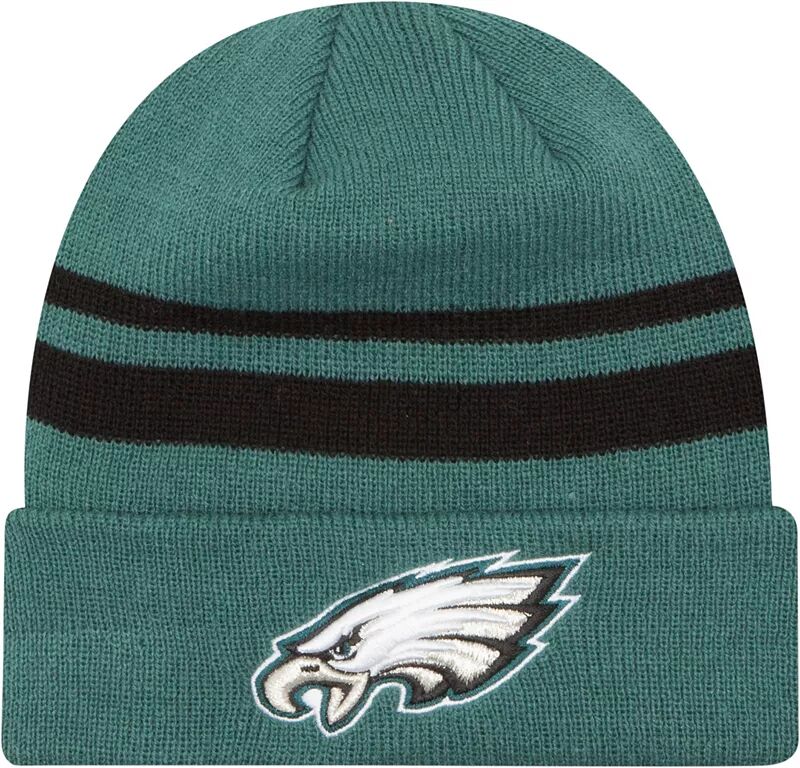 Зеленая мужская вязаная шапка с манжетами New Era Philadelphia Eagles