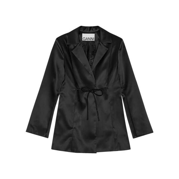 

Куртка blazer aus satin 099 black Ganni, черный