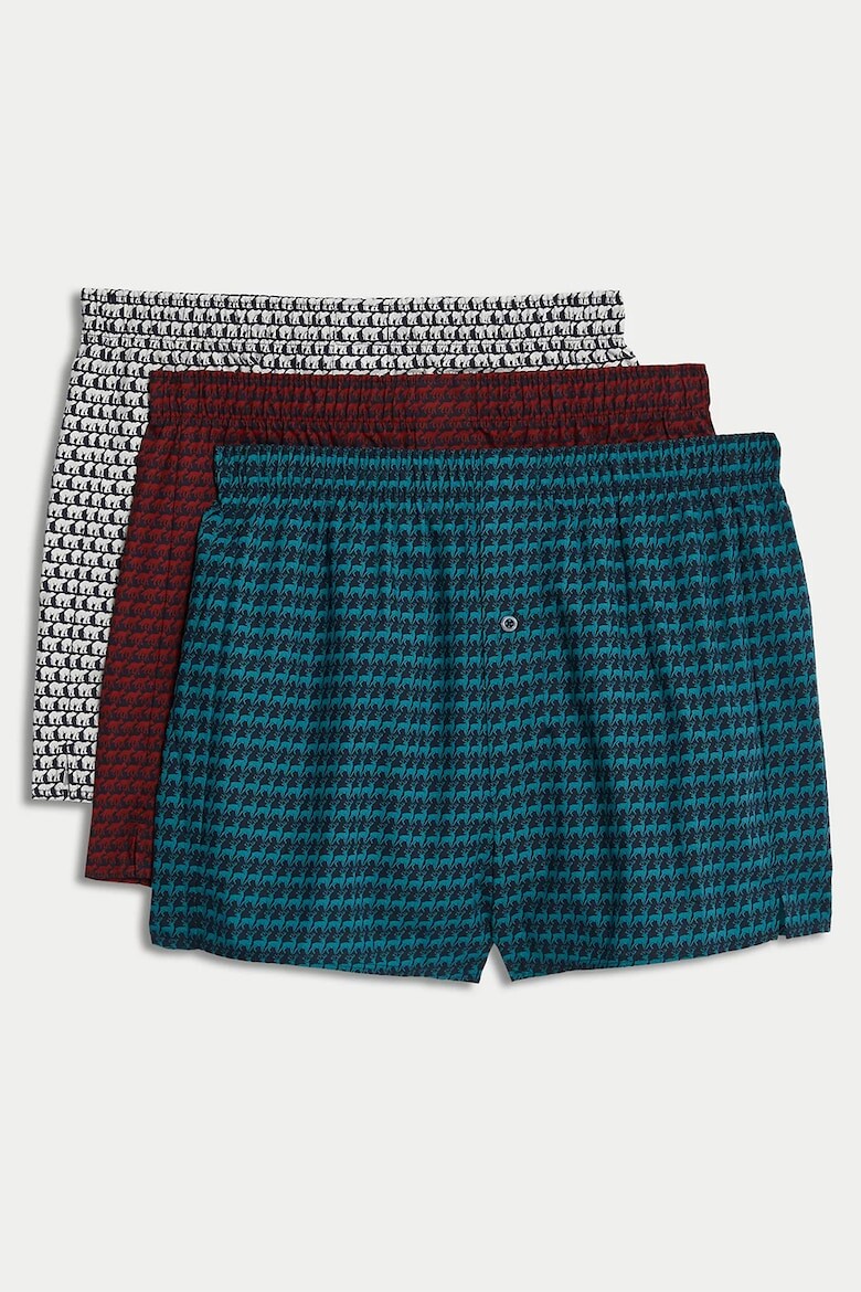 

Хлопковые боксеры с принтом, 3 пары Marks & Spencer, красный