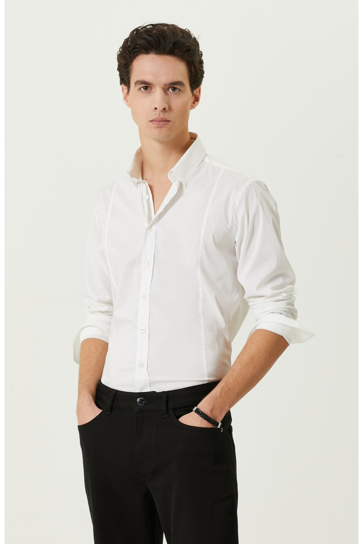 Белая рубашка с длинным рукавом без карманов Network, белый