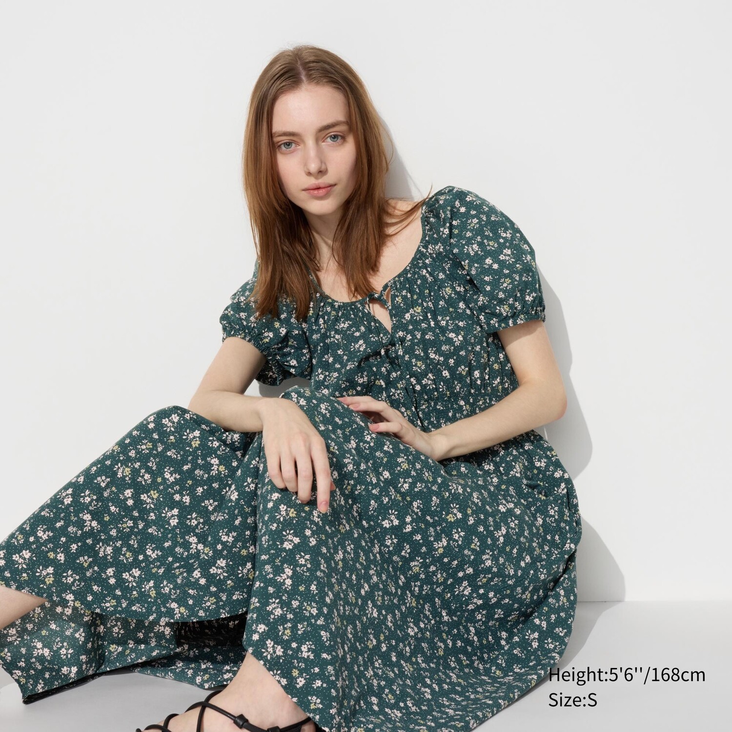 

Платье с широкими рукавами и принтом UNIQLO, зеленый