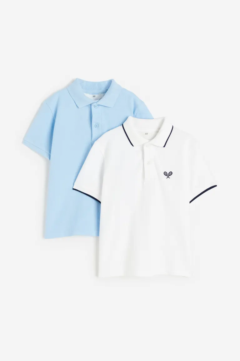 

Комплект из 2 футболок с воротником H&M, белый