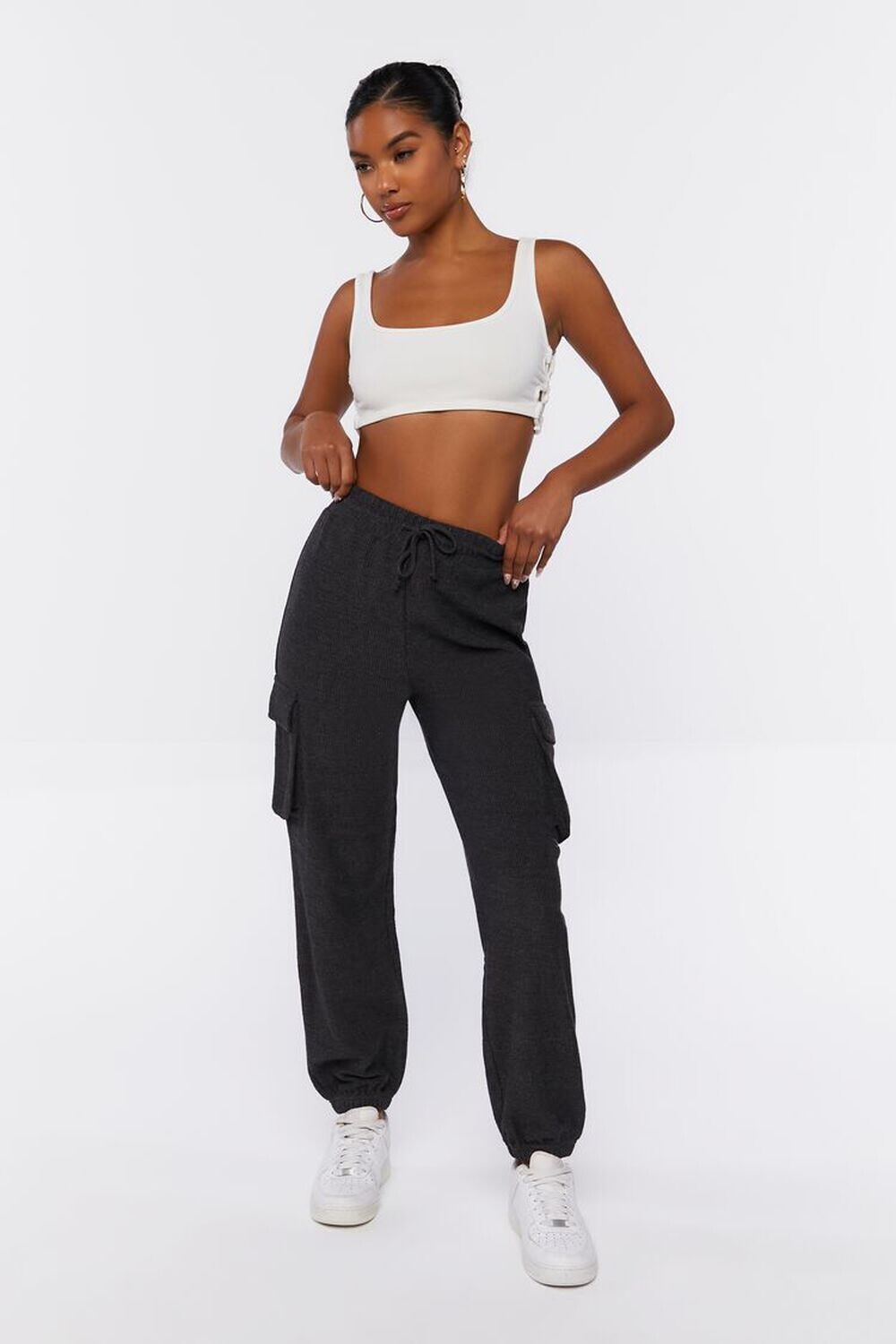 

Джоггеры-карго на шнурке Forever 21, черный