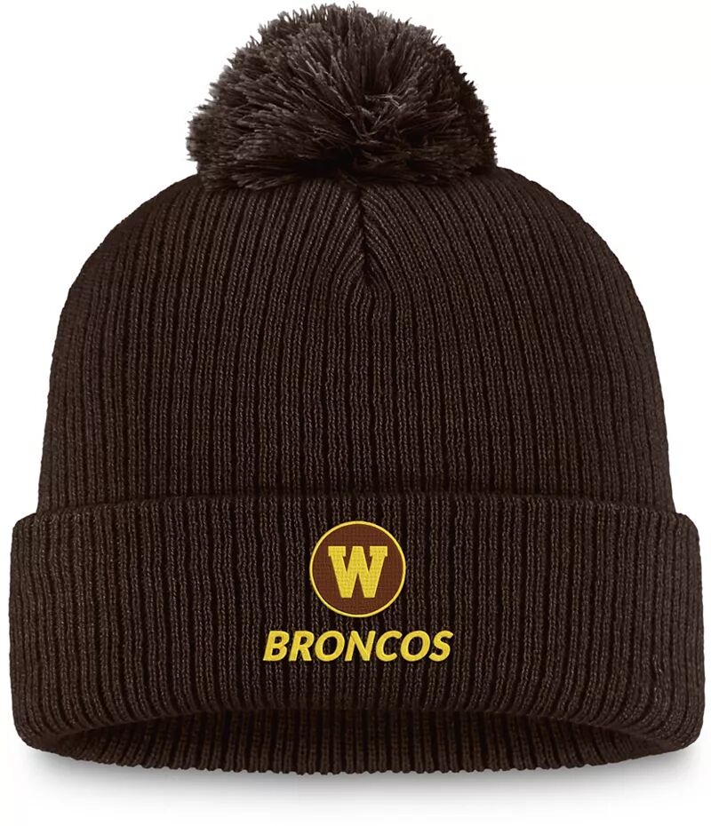 Коричневая вязаная шапка с манжетами и помпонами Top of the World Western Michigan Broncos