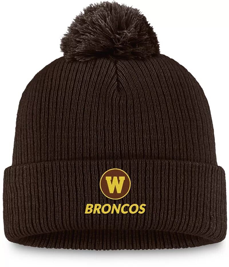 

Коричневая вязаная шапка с манжетами и помпонами Top of the World Western Michigan Broncos