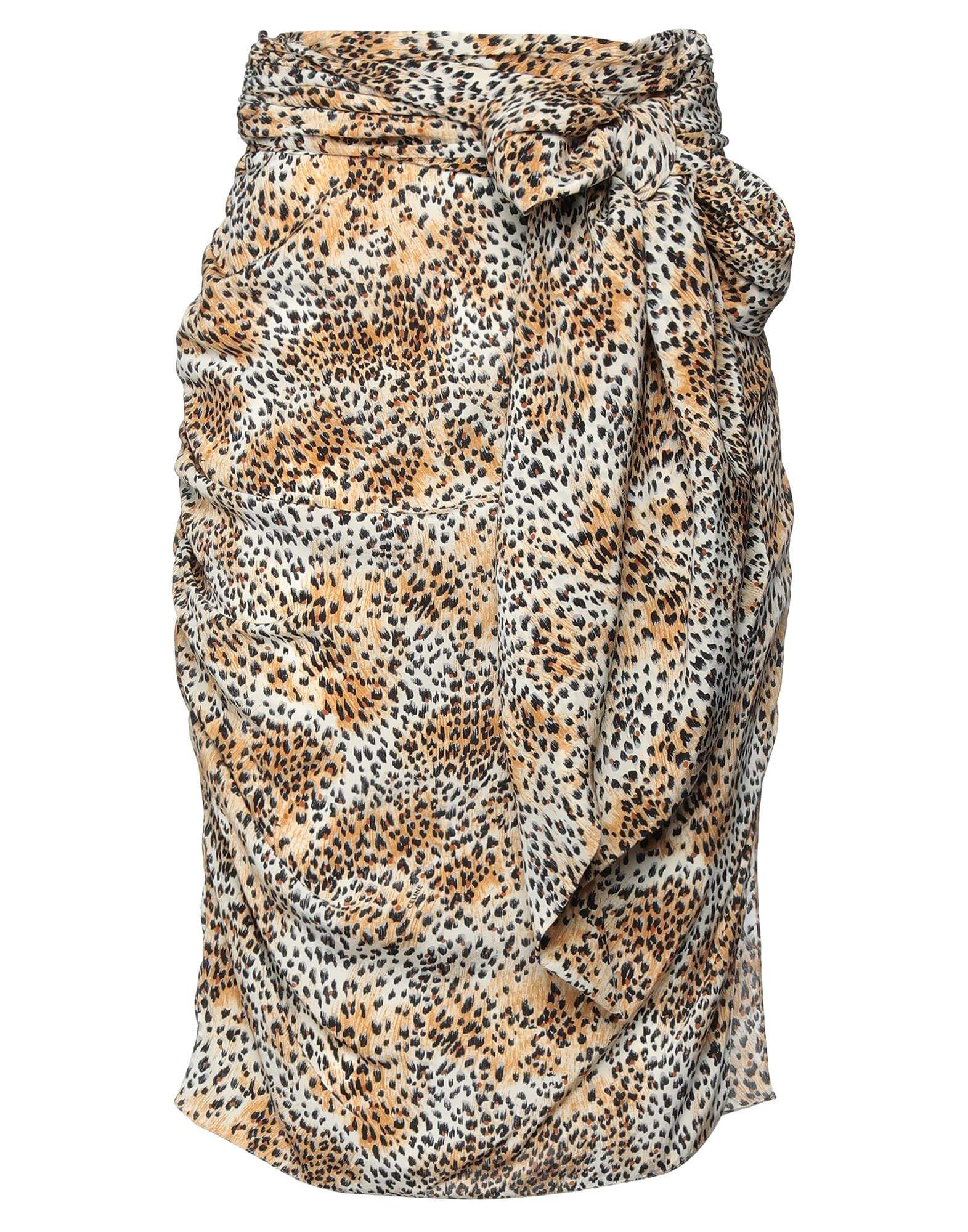 Юбка миди с леопардовым принтом CELINE, бежевый/черный/коричневый серая юбка миди с поясом dunst