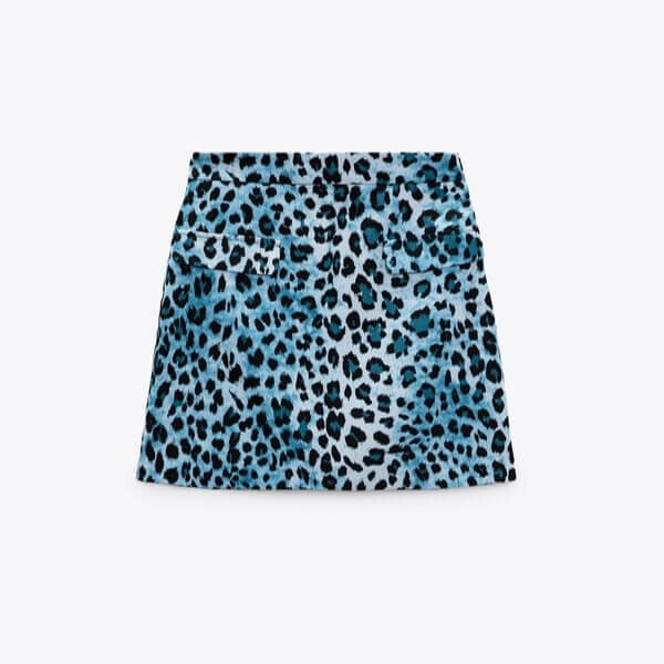 

Юбка Zara Animal Print Satin, синий/черный