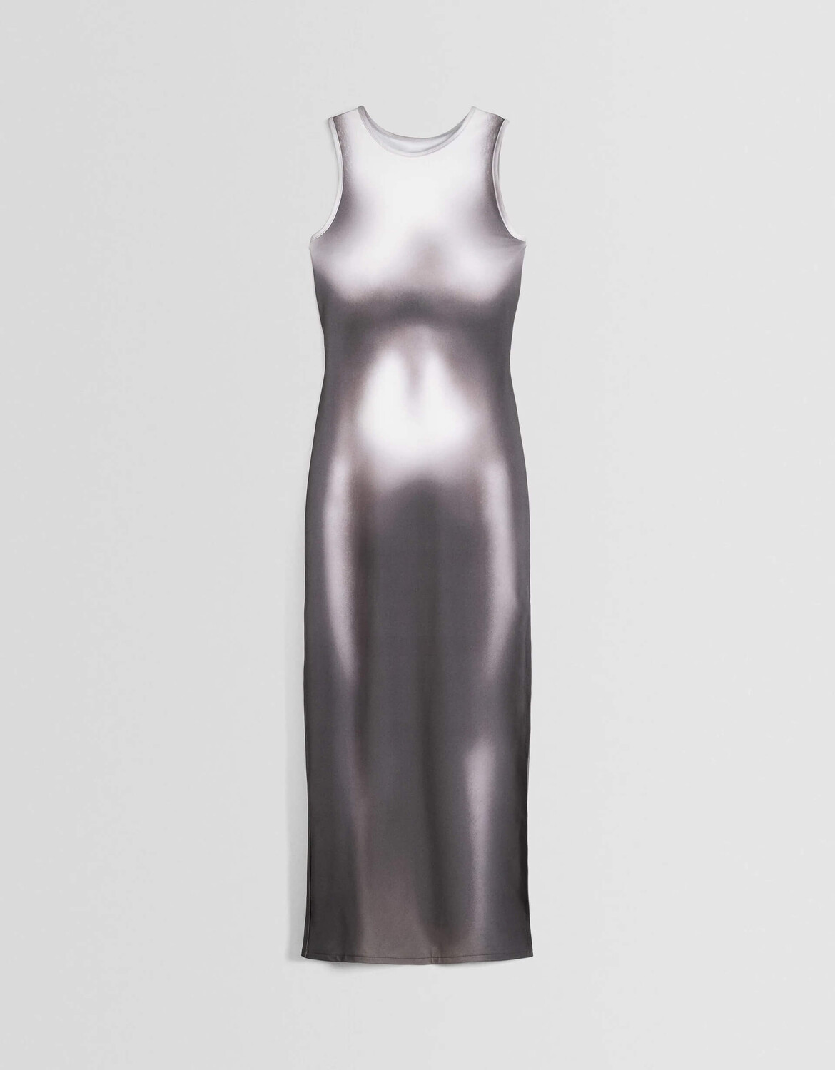 

Платье Bershka Sleeveless Printed Long, белый/черный