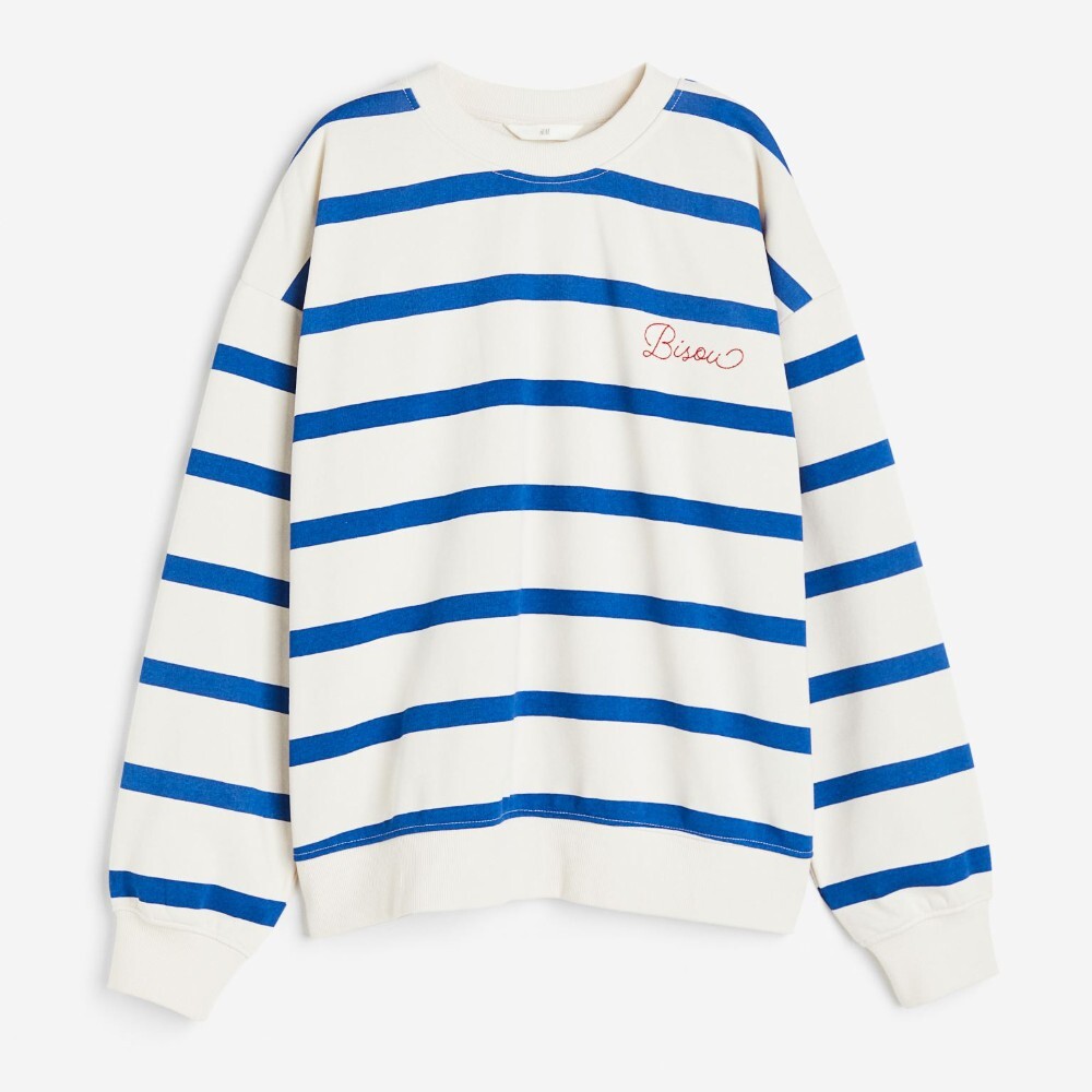 

Свитшот H&M Crew-neck, кремовый/синий