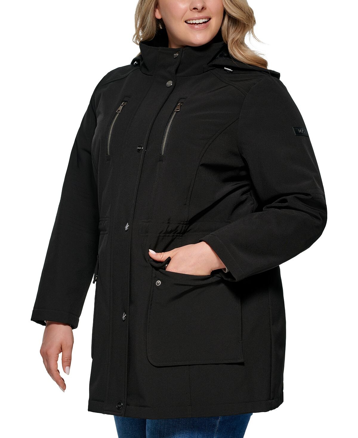 Дождевик анорак с капюшоном больших размеров DKNY, черный – заказать из ...