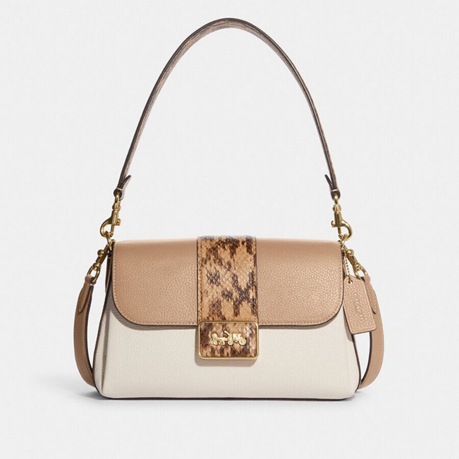 

Сумка Coach Outlet Color Block Grace Shoulder Underarm, серо-белый/бежевый