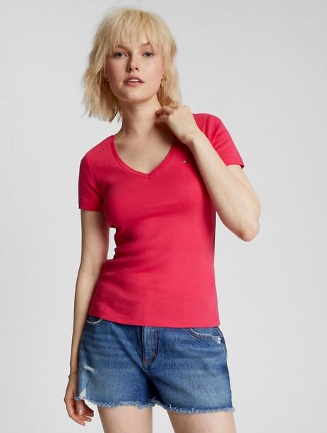 

Футболка с V-образным вырезом Tommy Hilfiger Favorite V-neck, розовый