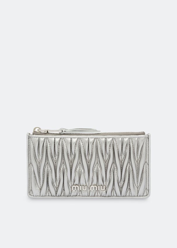 

Картхолдер MIU MIU Matelasse leather coin purse, серебряный