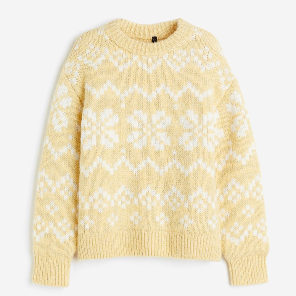 

Свитер H&M Oversized Jacquard-knit, светло-желтый
