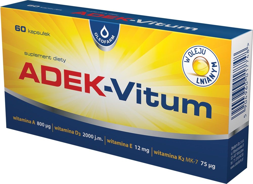 Adek-Vitum препарат, содержащий витамины А, D, Е и К, 60 шт. sfd żelazo plus препарат содержащий железо и ингредиенты улучшающие его усвоение 60 шт